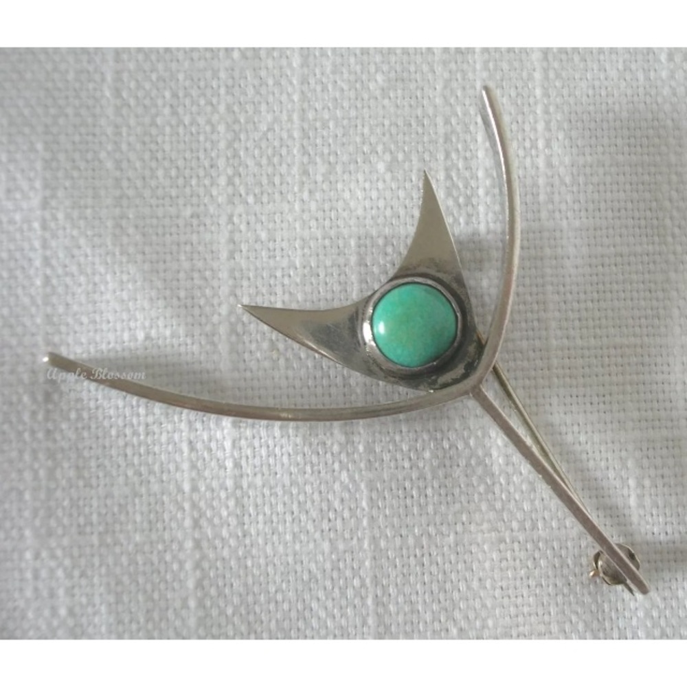 Vintage Henry Steig Sterling & Turquoise Brooch
